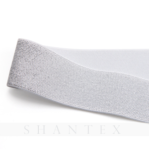 Frosted Silver Glitter Good Quality High Elasticity Customized Woven 1.8 inch Webbing Elastic Tape Metallic Elastic Band