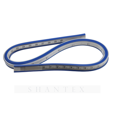uxcell Tailors Soft Plastic 40cm 16inch Flexible Curve Ruler Blue White 2PCS 